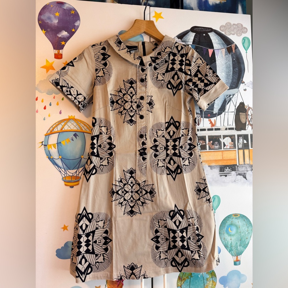 Rare Nooworks Dress with Black Geometric Print